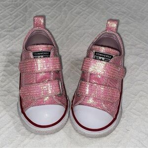 Converse all star pink glitter infant shoes